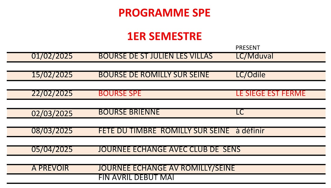 programme SPE 1er trim 2025 